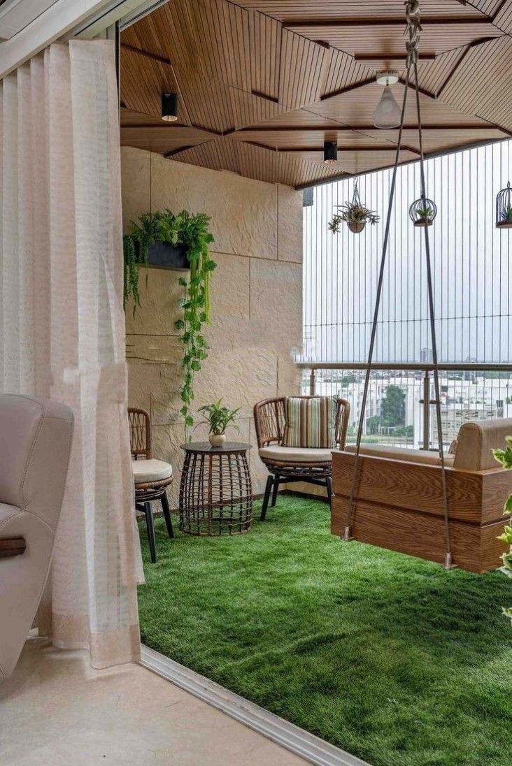 Biophilic Green Balcony with Weatherproof WPC Wood Tiles #4